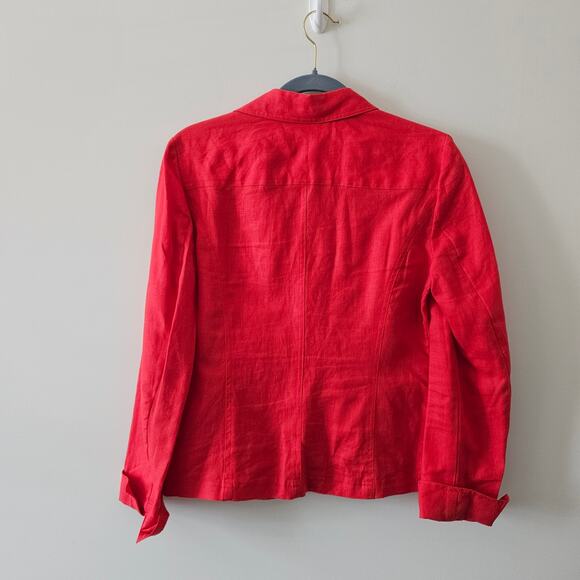 Jones New York Collection Coral Linen Button Down Blazer Size 4 - Picture 2 of 4